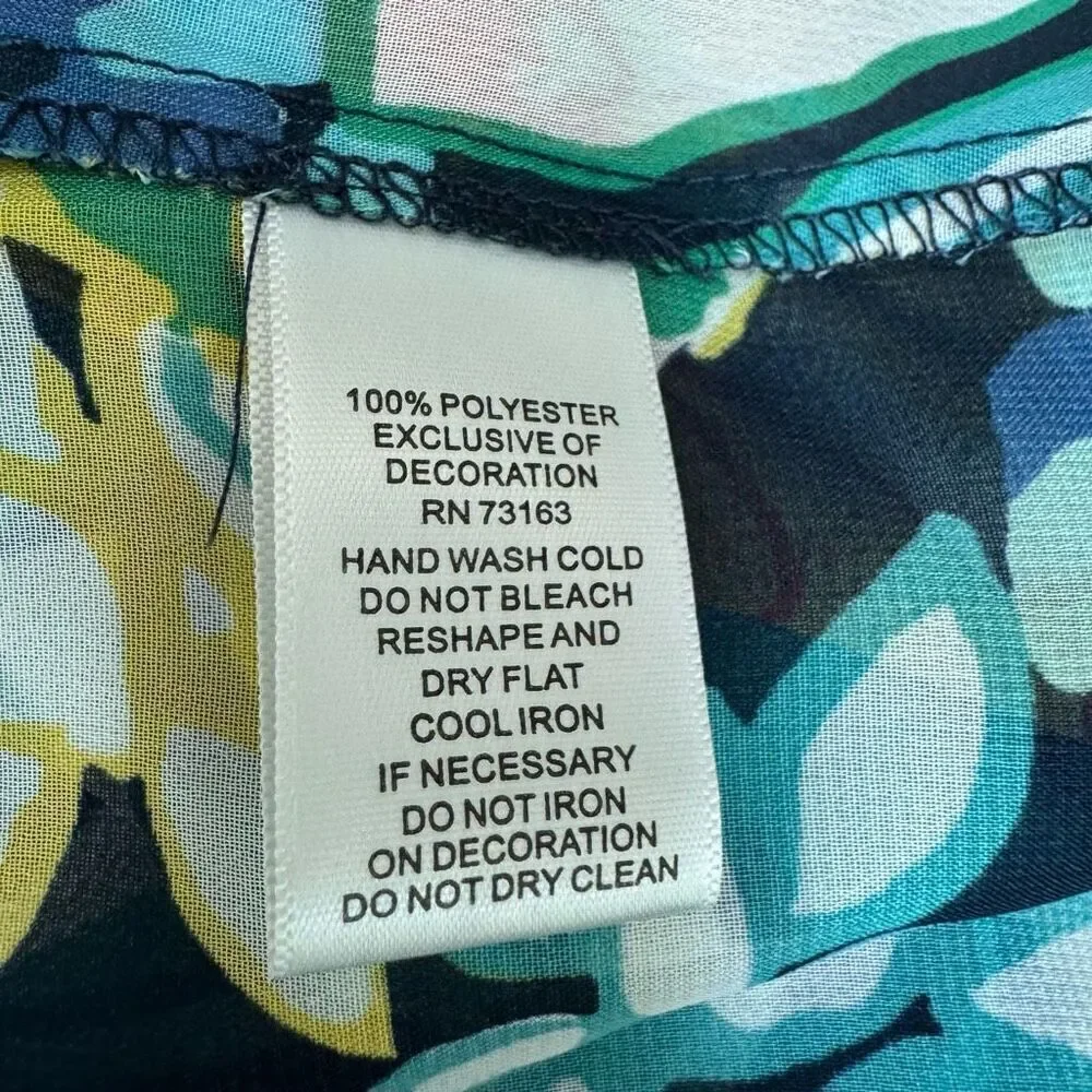 Melissa Paige Tropical Beaded Cold Shoulder Tunic blouse womens Toucan Bird Sz M